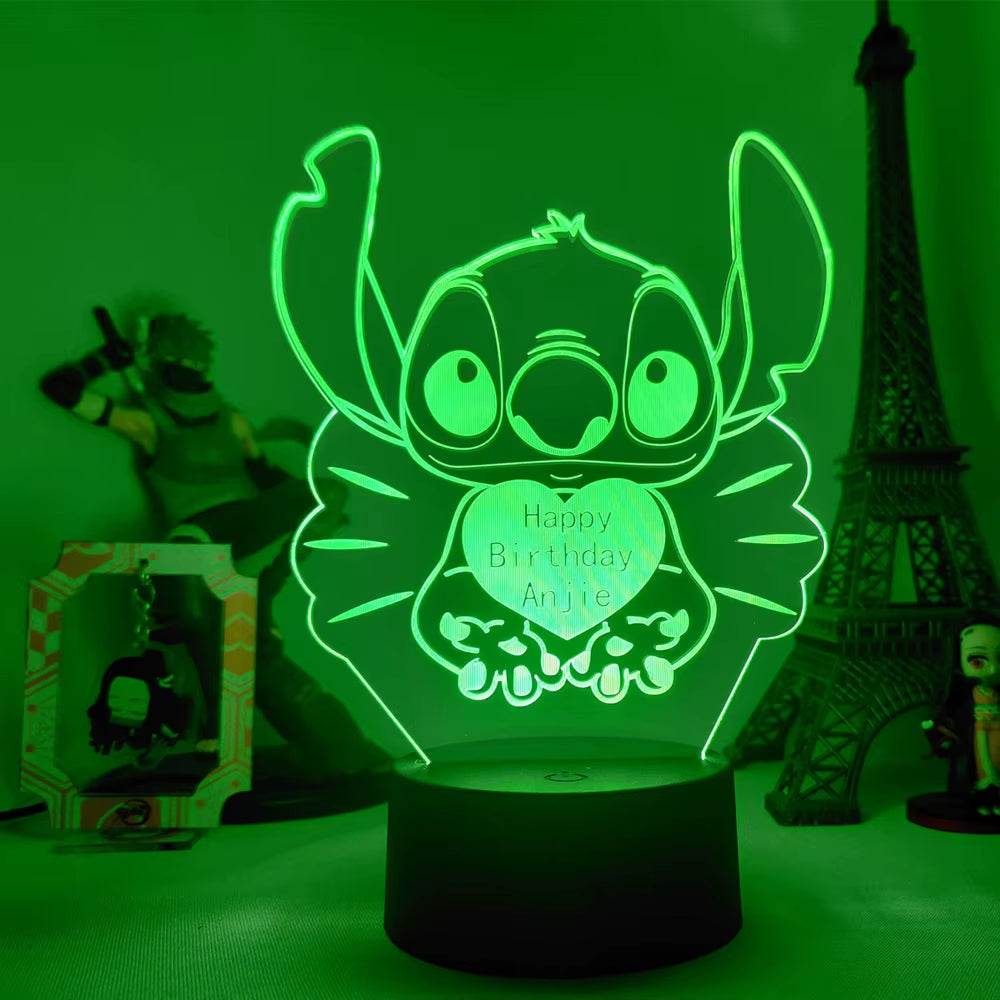 Lilo & Stitch Cartoon 7/16 Colors Creative 3D Lamp Anime Figure LED Night Lamp Touch Table Lamp Ornaments Kids Toys Gifts - My Chroma Cart