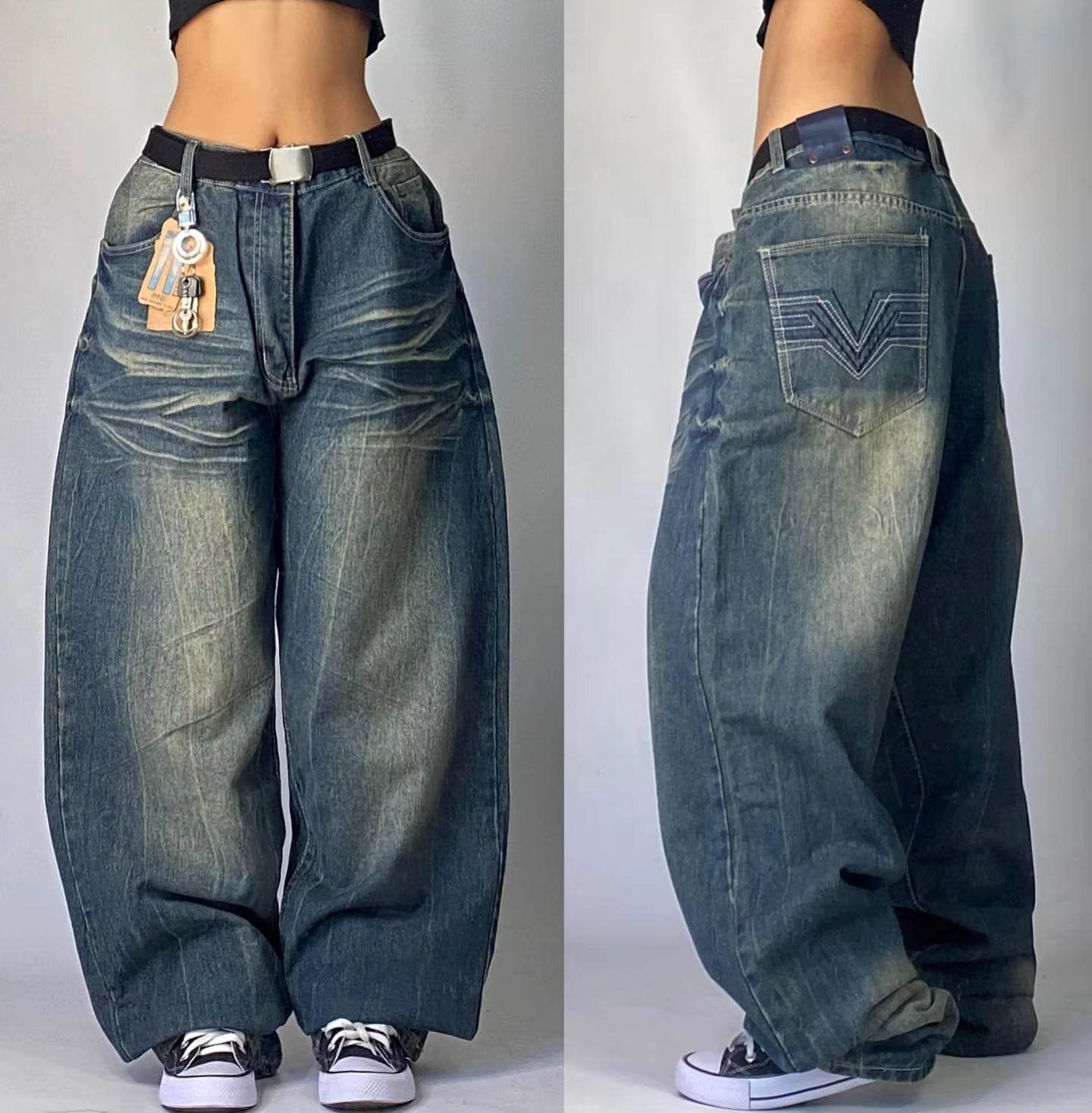 Streetwear New Fashion Oversized Print Baggy Jeans Y2K Harajuku Hip-Hop Vintage Pop Gothic High Waist Wide-Leg Pants Trousers - My Chroma Cart