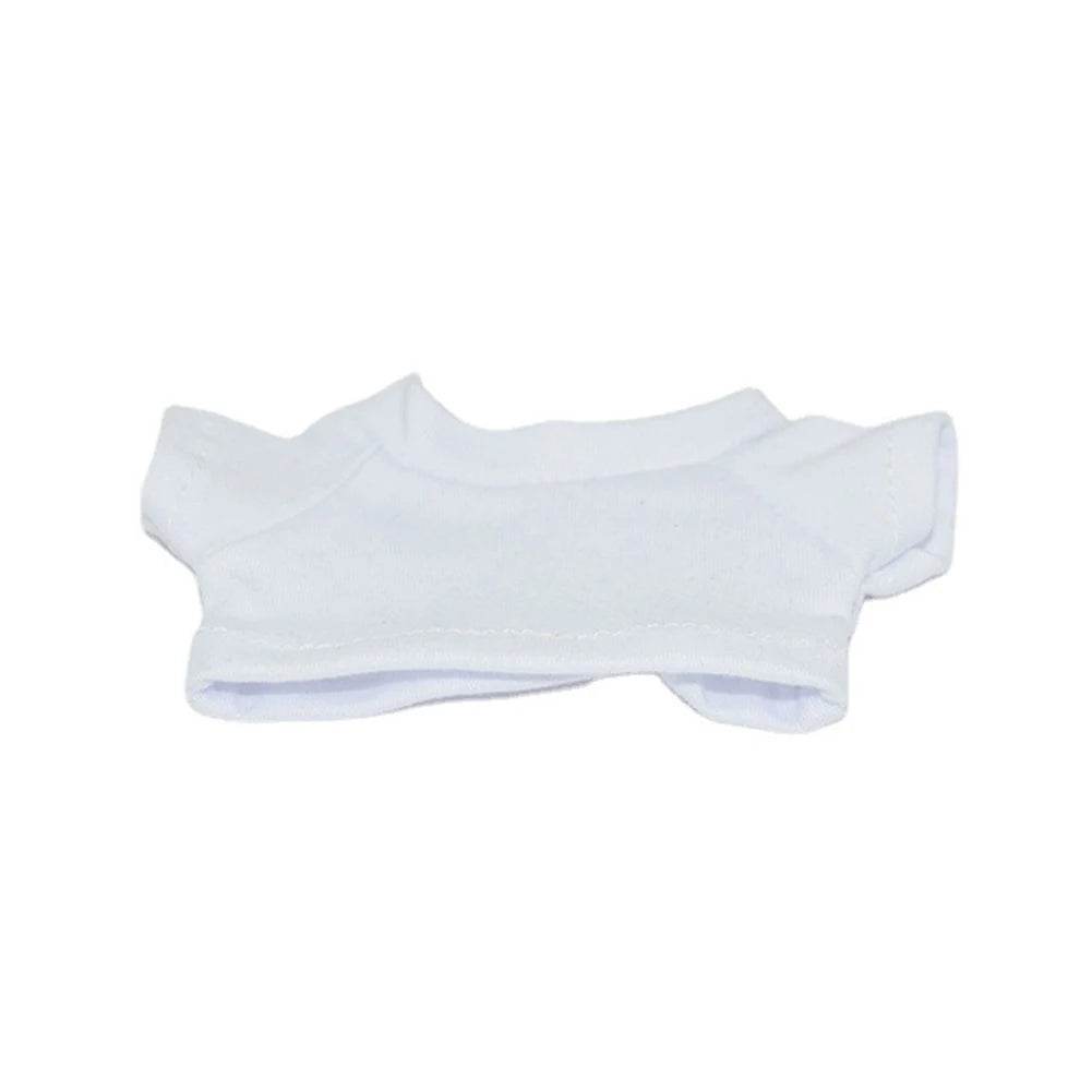 White short-sleeve cropped doll T-shirt with round neckline.