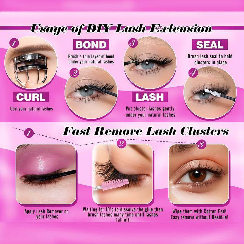 Eyelash Extension Kit 320Pcs, Eyelash Tufts Eyelash Extension Kit - D Curl 9-16Mm Mix 40D Single Eyelash Kit, DIY Personal Eyelash Cluster Kit, Eyelash Gluing & Sealing, Eyelash Extensions, Eyelash Applicator Tool for Home False Eyelash Cluster Kit - My Chroma Cart