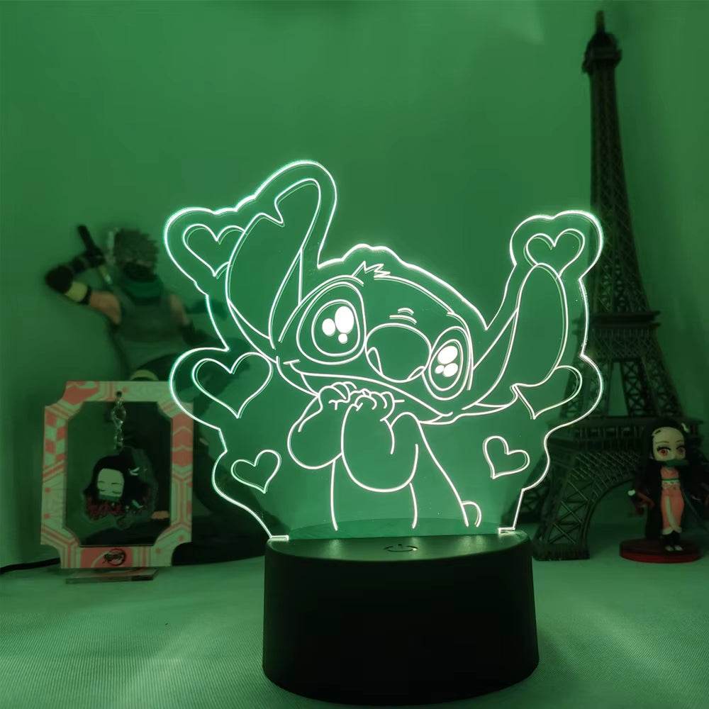 Lilo & Stitch Cartoon 7/16 Colors Creative 3D Lamp Anime Figure LED Night Lamp Touch Table Lamp Ornaments Kids Toys Gifts - My Chroma Cart