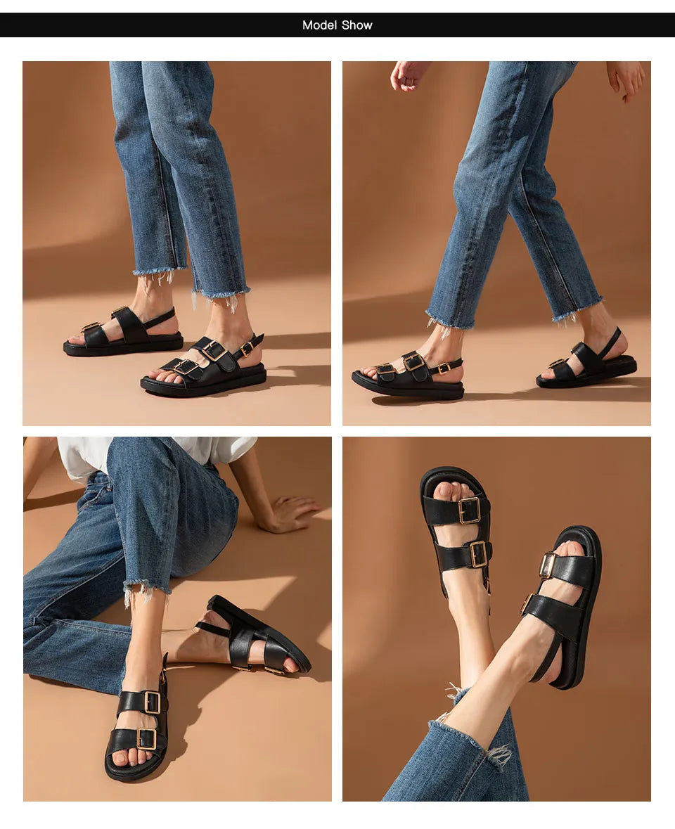 BeauToday Women Leather Sandals