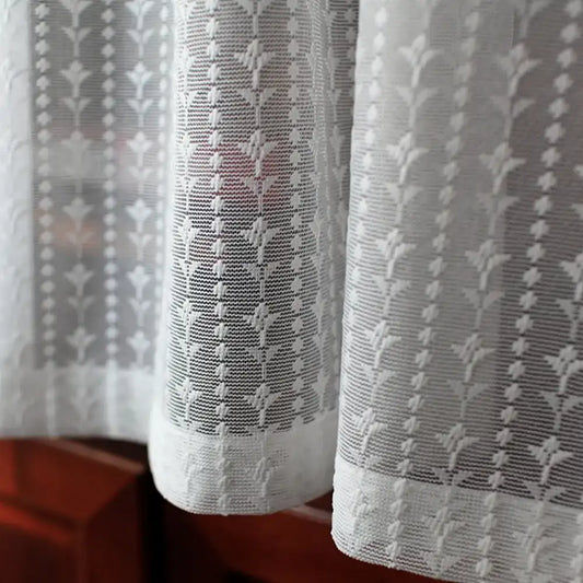 Floral Kitchen Curtain Lace Half Sheer Door Curtain Cafe Curtain Short Window Drapes