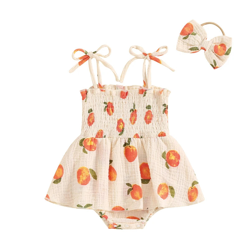 Baby Girl Peach Romper with Headband