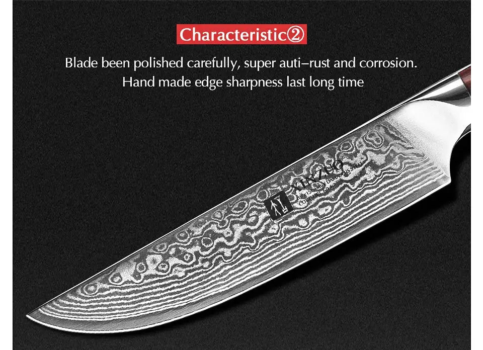 XINZUO 5'' Inch Steak Knife Damascus VG10 Steel Kitchen Knives High Quality Cutter Tools Utility Knife with Rosewood Handle