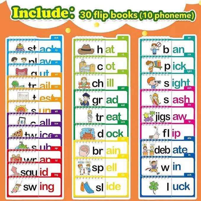 Reading Flip Book Read and Rhyme Flip Books Word Family Flip Books Flash Cards ABC Vocabulary Cards Montessori Educational - My Chroma Cart