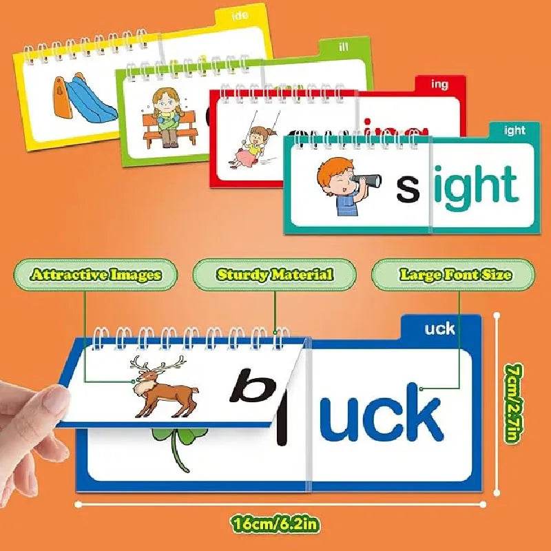Reading Flip Book Read and Rhyme Flip Books Word Family Flip Books Flash Cards ABC Vocabulary Cards Montessori Educational - My Chroma Cart