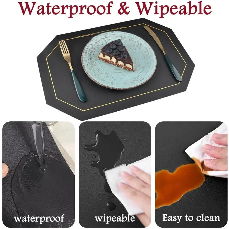 Faux Leather Waterproof Dining Placemats