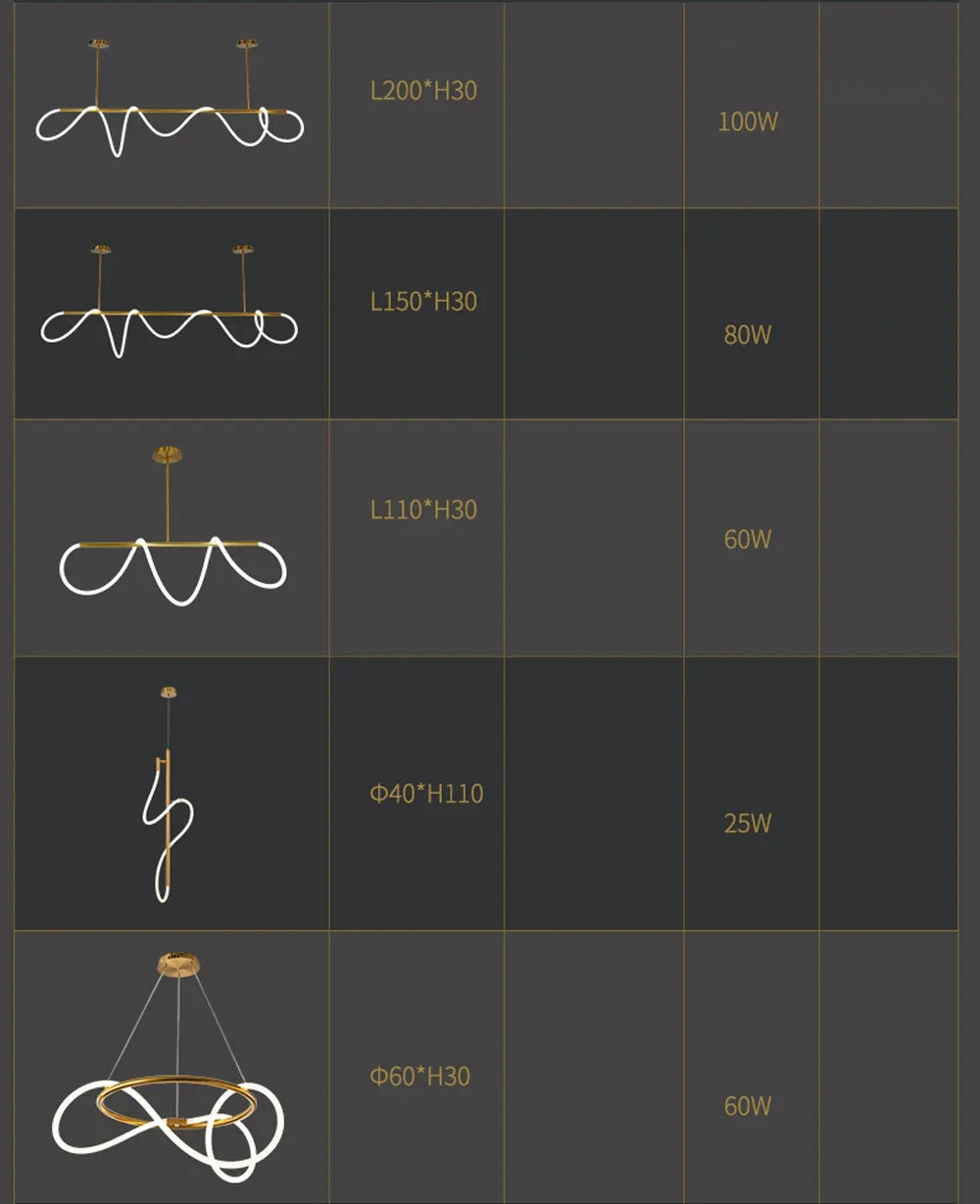 Nordic Gold LED Chandelier Dining Light