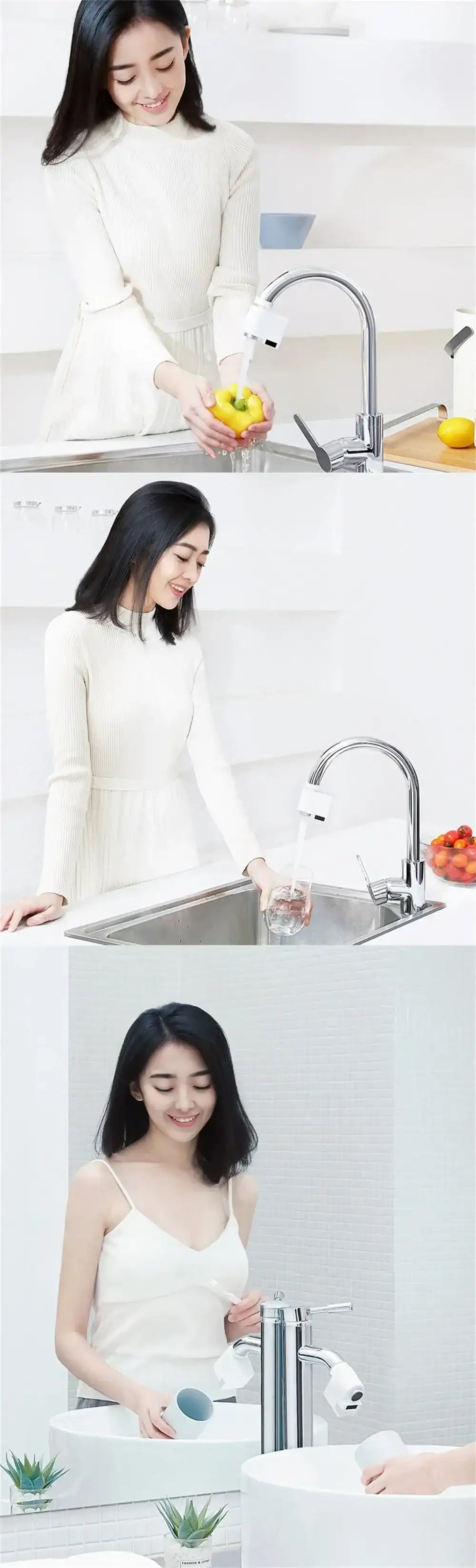 Xiaoda Automatic Water Saver Tap Smart Sensor Faucet Infrared Anti-overflow Kitchen Bathroom Inductive Nozzle Saving Device