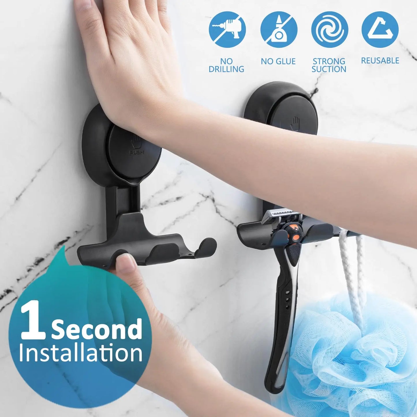 TAILI Suction Cup Shower Razor Hooks