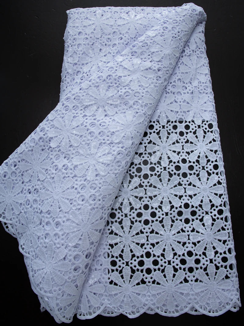 White Nigerian Lace Fabric 2025