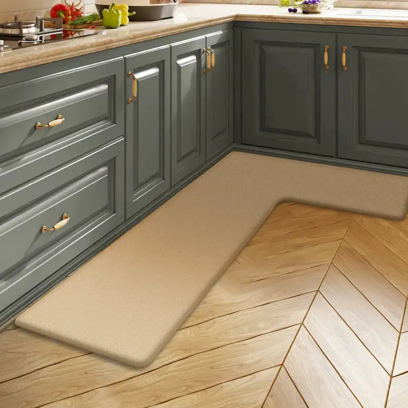 Simple kitchen floor mat flannel L-shaped water-absorbing pad foot pad non-slip long carpet