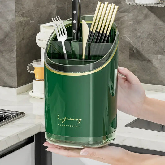 Luxury Chopsticks Storage Box, Household Kitchen Tube, Multi-Functional Draining Rack, Integrated Compartment Cage, Knife Holder