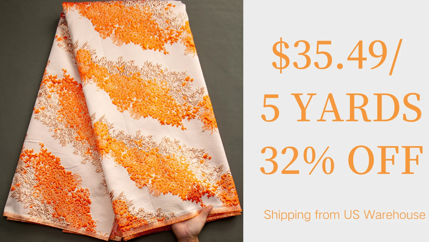 African Brocade Lace Fabric – 5 Yards