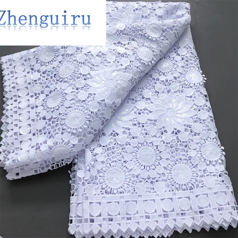 White Nigerian Lace Fabric 2025