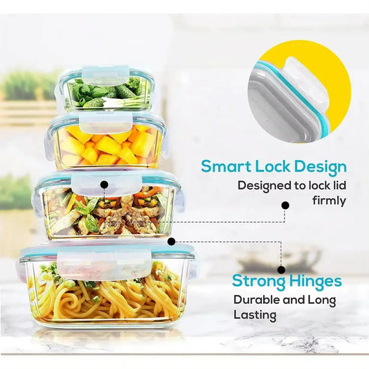 Glass Food Storage Containers Kitchen Organizer, Bento Lunch Boxes,Storage Vegetable Fruit Kitchen Accessories