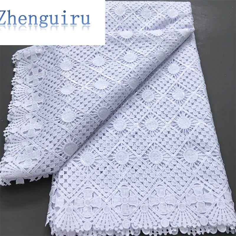 White Nigerian Lace Fabric 2025
