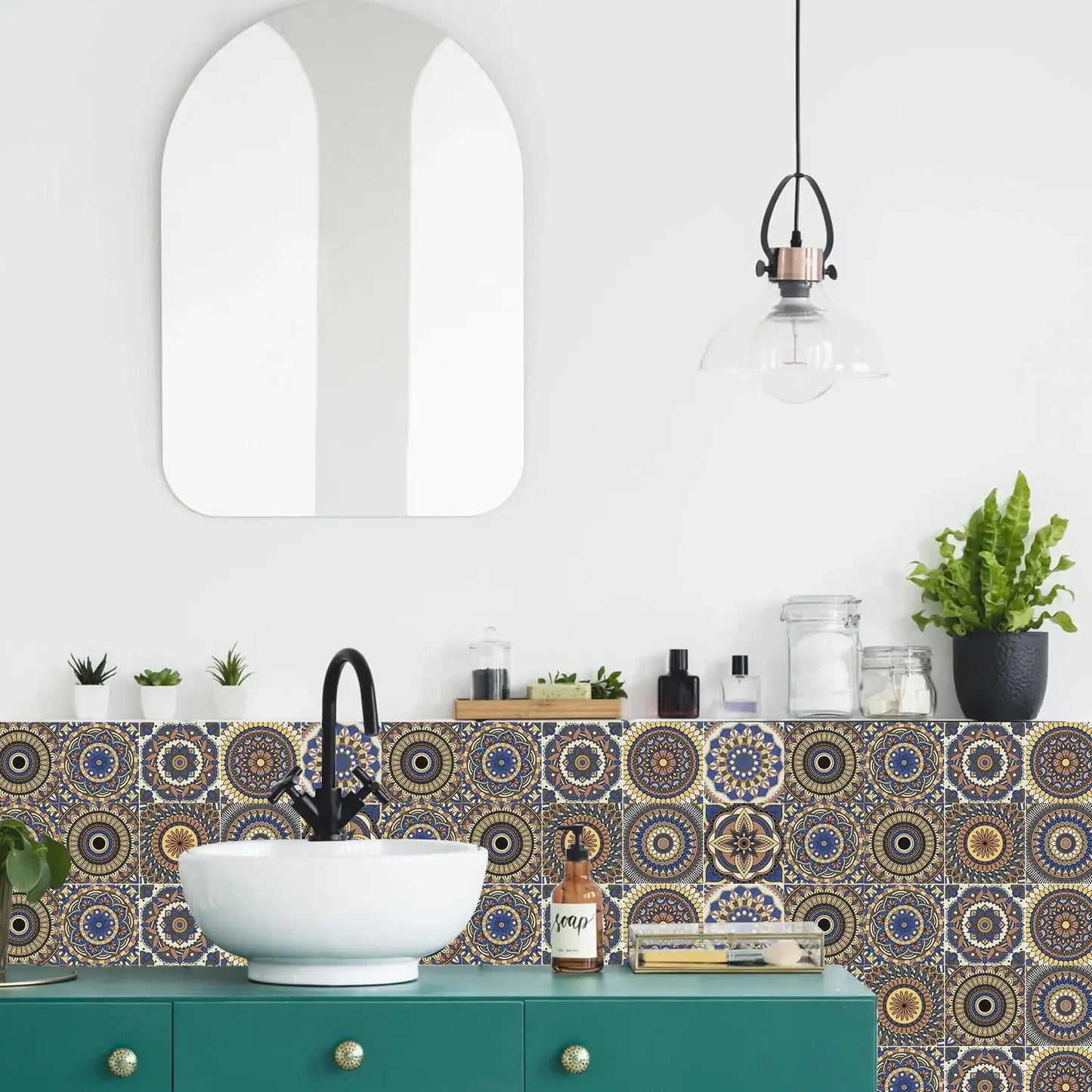 24 PCS Modern Style PVC Tile Stickers Waterproof Antifouling Self Adhesive Kitchen Bathroom Floor Art Wall Decor Decals