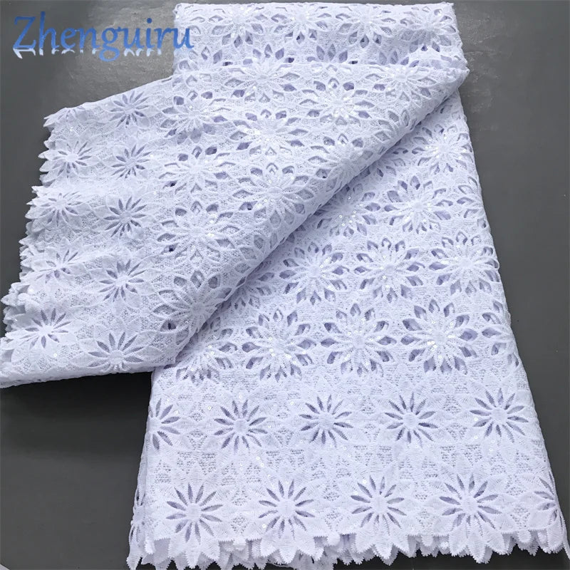 White Nigerian Lace Fabric 2025
