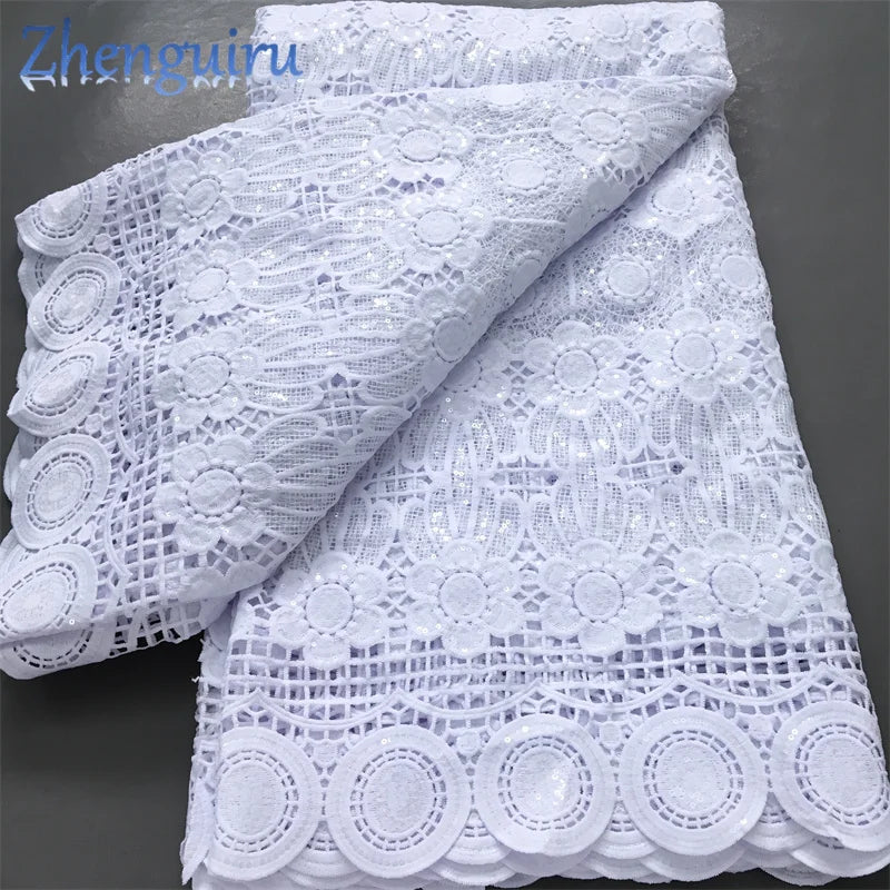 White Nigerian Lace Fabric 2025