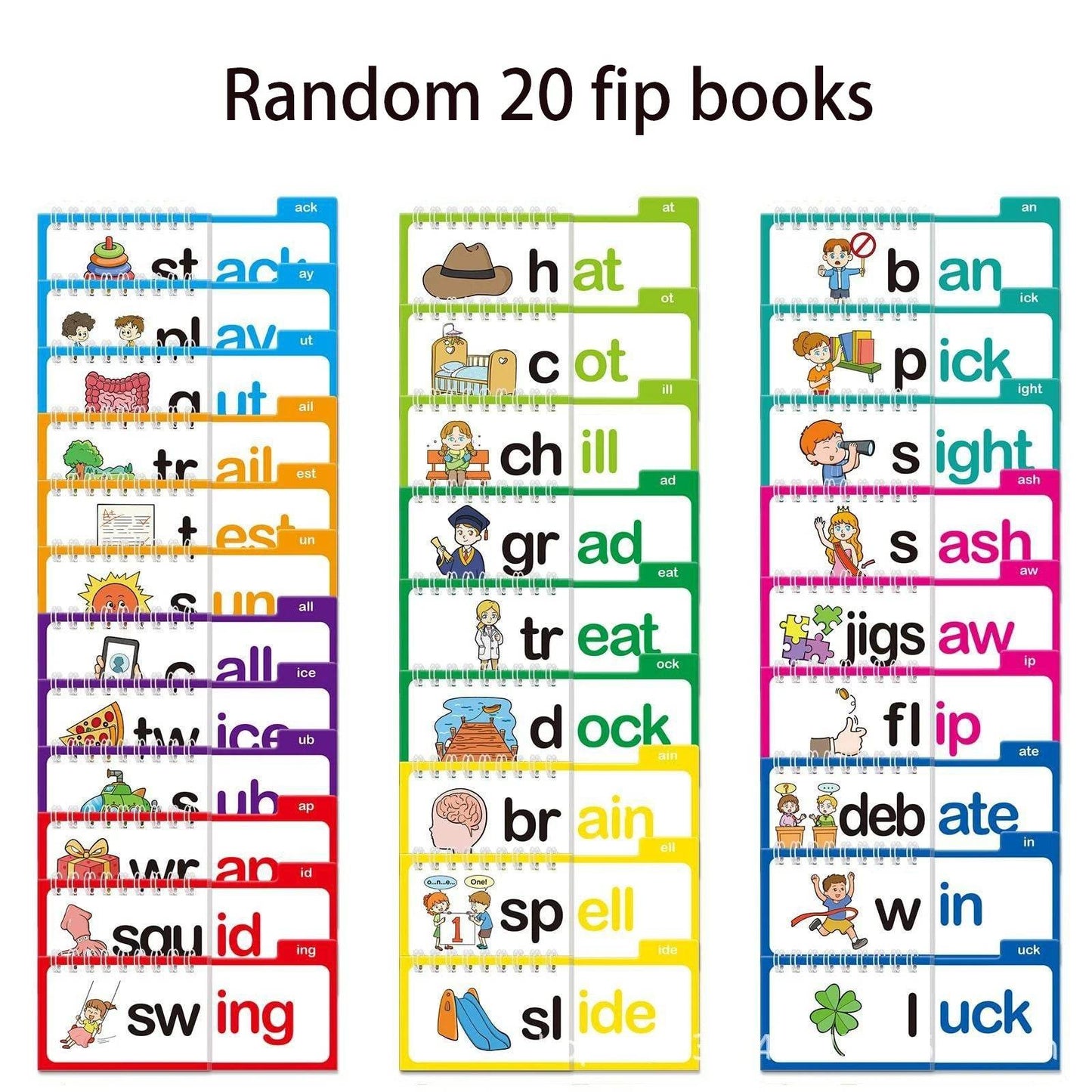 Reading Flip Book Read and Rhyme Flip Books Word Family Flip Books Flash Cards ABC Vocabulary Cards Montessori Educational - My Chroma Cart