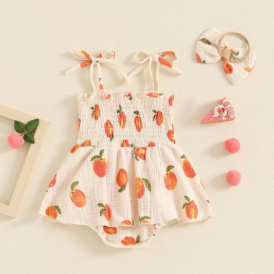 Baby Girl Peach Romper with Headband