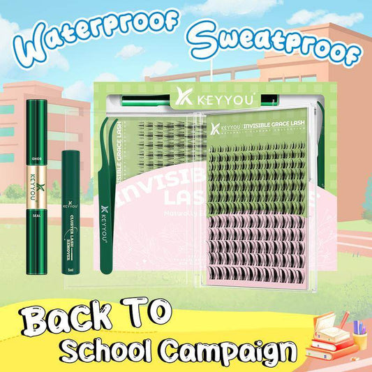KEYYOU Fairy Lash Clusters Kit Invisible Band DIY Lashes Wet Look Waterproof Eyelash Extension Kit Wispy Manga Kawaii Doll Lashes - My Chroma Cart