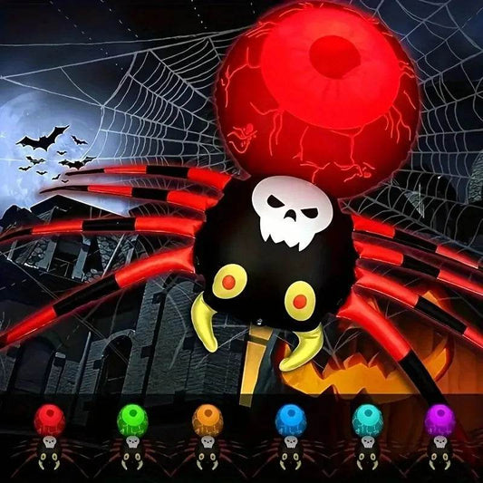 Halloween Decorations PVC Inflatable Spider LED Glow in the Dark Spider Balloon Halloween Party Supplies Yard Scary Ornaments - My Chroma Cart