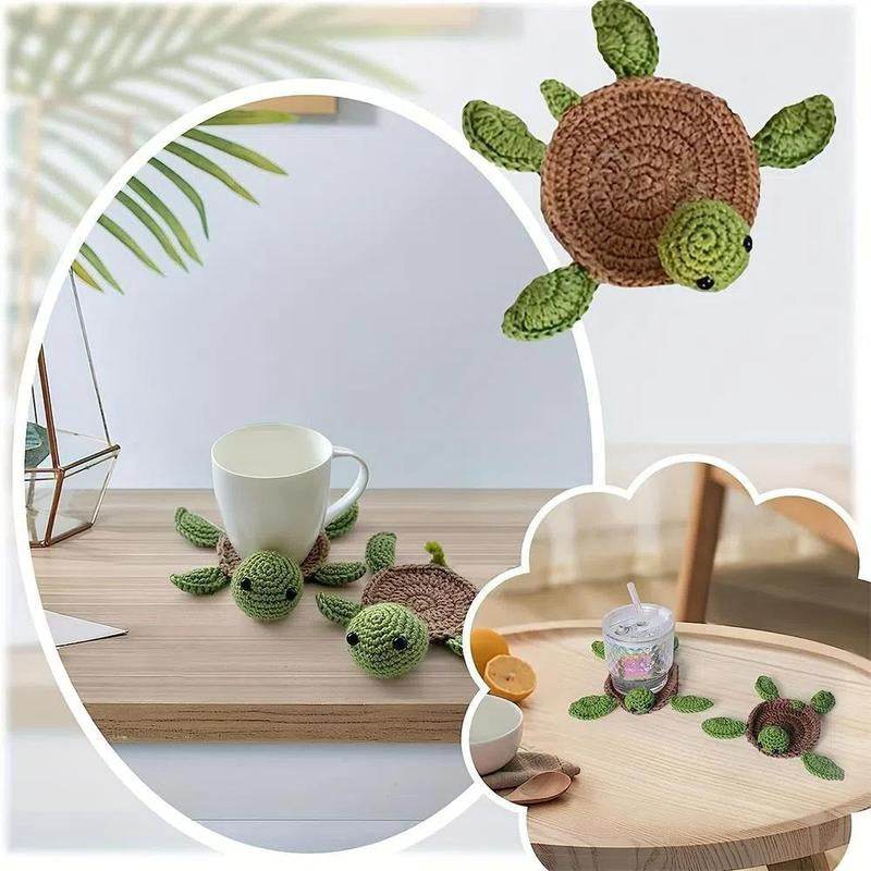 Cute Animal Design Tea Coaster, 1 Count Handmade Crochet Insulated Table Protector, Kitchen Accessories, Summer for Gift, Tableware - My Chroma Cart