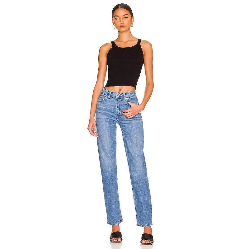 RE/DONE X Hanes Cropped Rib Tank in Optic White - My Chroma Cart