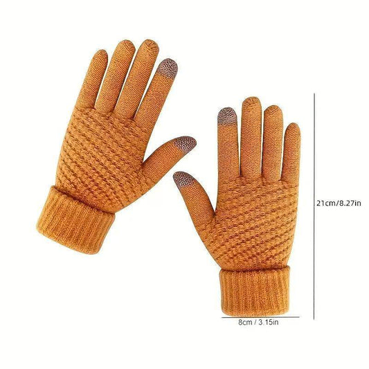 Knitted Thermal Winter Woolen Gloves, Solid Color Touch Screen Thickened Sports Gloves for Cycling Hiking, Sports & Outdoor Accessories - My Chroma Cart