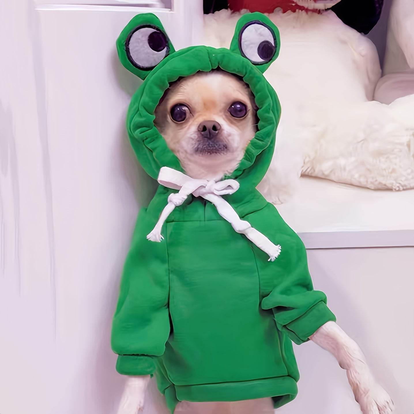 Green Fun Design Dog Hoodie - Cute Frog Pet Sweater For Small And Medium Dogs - Christmas Gift - My Chroma Cart