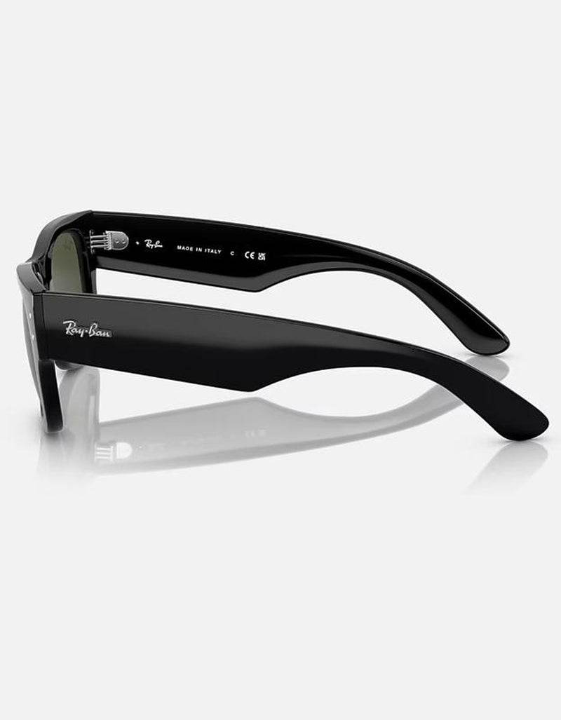 Black Ray-Ban Mega Wayfarer sunglasses with thick glossy acetate frames and silver logo on temples.