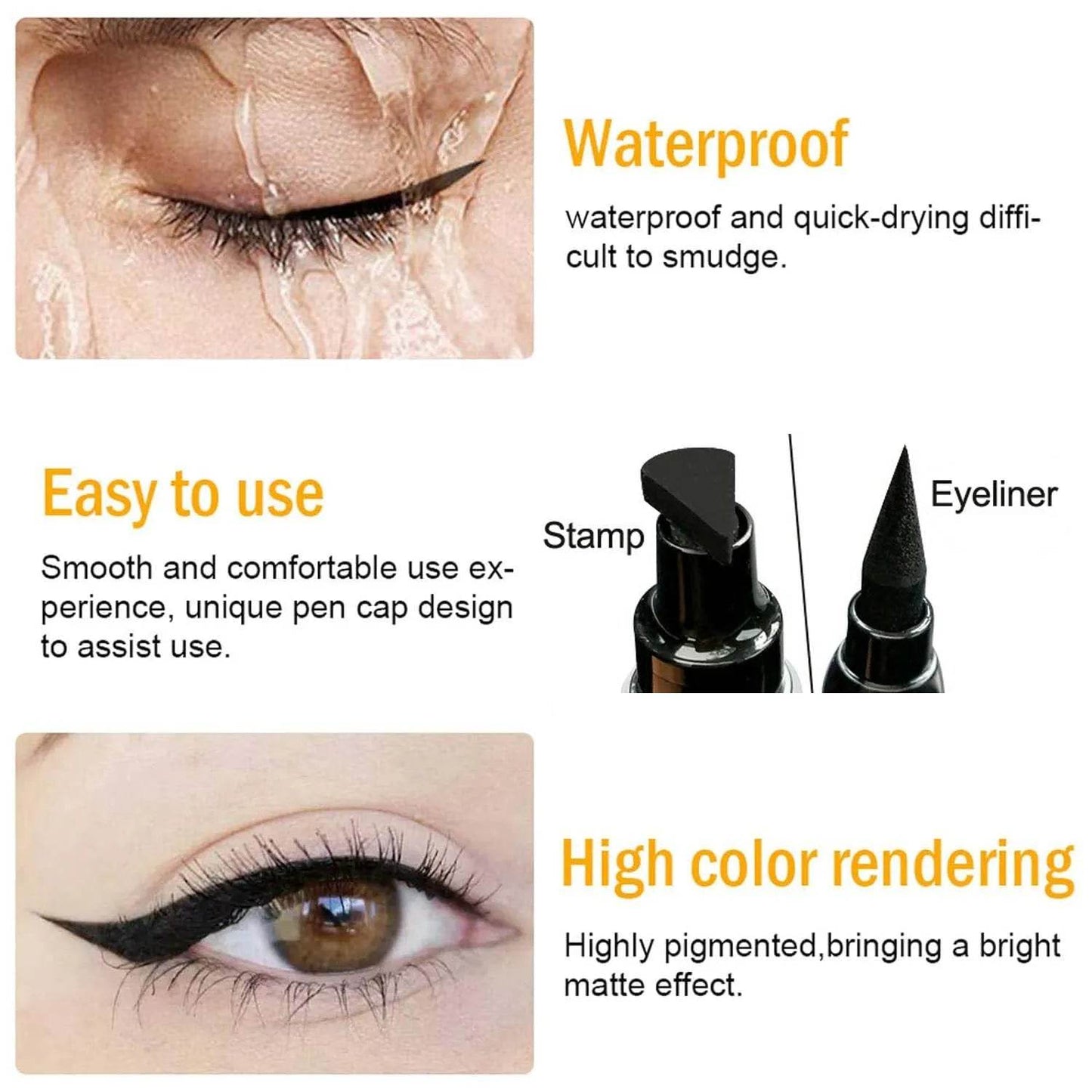 Eyeliner Stamp Korean Make up Black Liquid Eyeliner Pen Waterproof Double-Ended Eye Liner Pencil Beauty for Women Cosmetics - My Chroma Cart