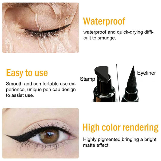Eyeliner Stamp Korean Make up Black Liquid Eyeliner Pen Waterproof Double-Ended Eye Liner Pencil Beauty for Women Cosmetics - My Chroma Cart