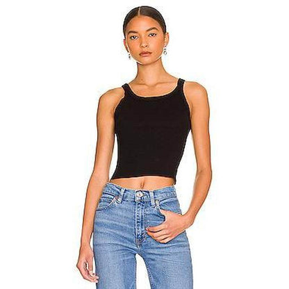RE/DONE X Hanes Cropped Rib Tank in Optic White - My Chroma Cart