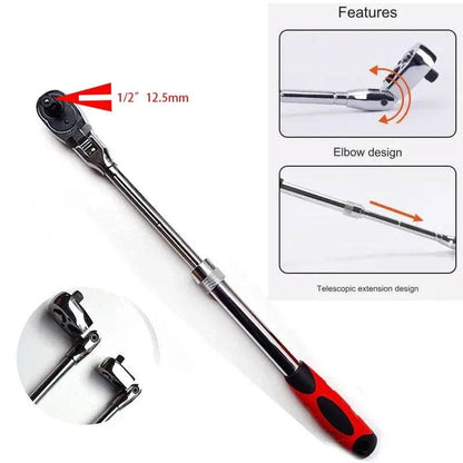 1/4 1/2 3/8 72-Tooth Carbon Steel Retractable Ratchet Wrench Automatic Quick Release Spanner Multifunctional Hand Tool - My Chroma Cart