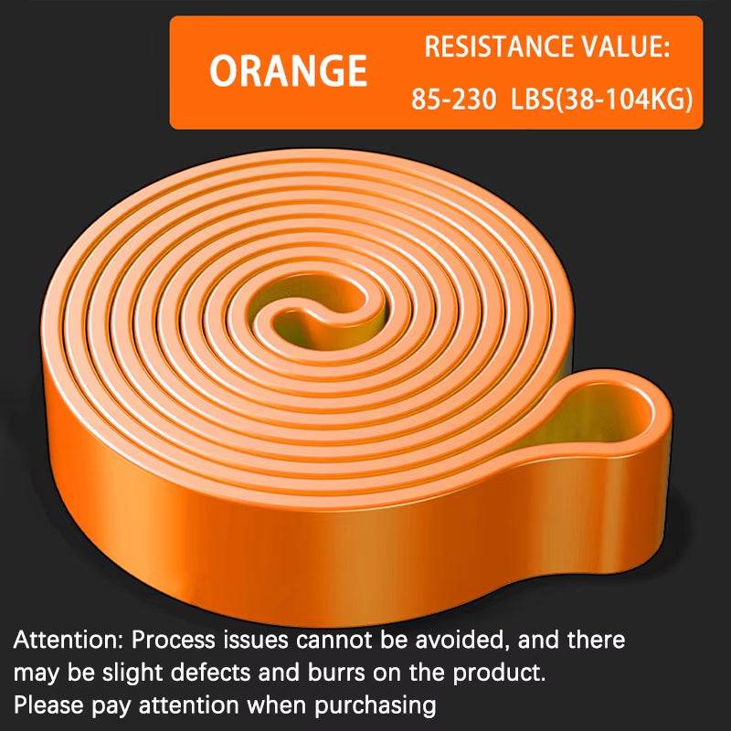Orange heavy resistance loop band with smooth texture for strength training and physical therapy.