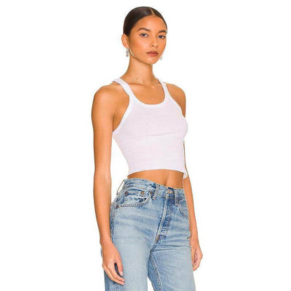 RE/DONE X Hanes Cropped Rib Tank in Optic White - My Chroma Cart