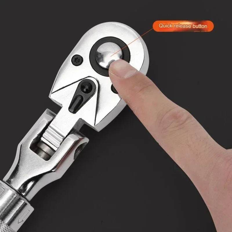 1/4 1/2 3/8 72-Tooth Carbon Steel Retractable Ratchet Wrench Automatic Quick Release Spanner Multifunctional Hand Tool - My Chroma Cart