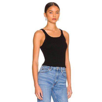 RE/DONE X Hanes Cropped Rib Tank in Optic White - My Chroma Cart
