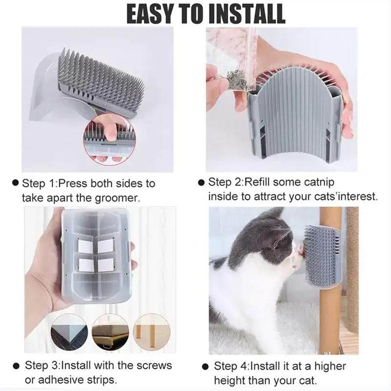 Pet Self Grooming Brush, Cat Corner Massage Comb, Cat Scratcher, Pet Back Massager, Wall Corner Cat Scratching Brush, Pet Stuff - My Chroma Cart