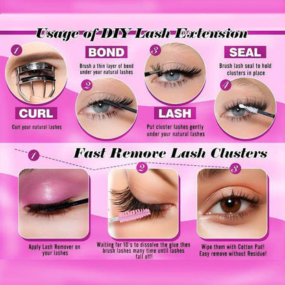 Eyelash Extension Kit 320Pcs, Eyelash Tufts Eyelash Extension Kit - D Curl 9-16Mm Mix 40D Single Eyelash Kit, DIY Personal Eyelash Cluster Kit, Eyelash Gluing & Sealing, Eyelash Extensions, Eyelash Applicator Tool for Home False Eyelash Cluster Kit - My Chroma Cart
