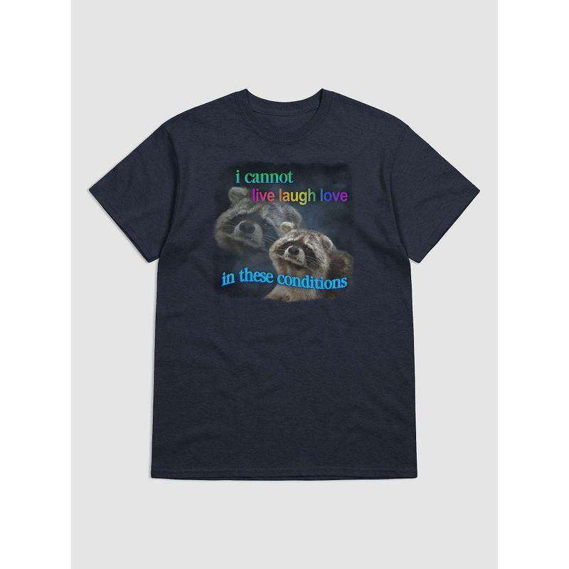 I Cannot Live Laugh Love in These Conditions - Raccoon T-Shirt - My Chroma Cart