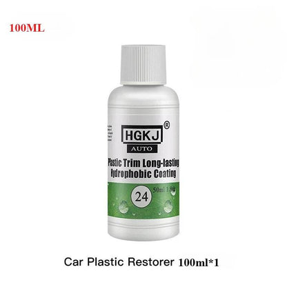 100ml white plastic bottle of HGKJ Auto Plastic Trim Long-lasting Hydrophobic Coating with green label.