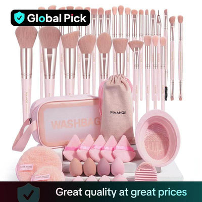 MAANGE Makeup Tool Set, 49Pcs/Set Soft Makeup Brushes, Beauty Sponge, Makeup Puffs, Face Wash Puff, Brush Cleansing Mat & Makeup Storage Bag, Makeup Tool Kit, Makeup Brush Full Set, Makeup Sponges, Cosmetic Tool - My Chroma Cart
