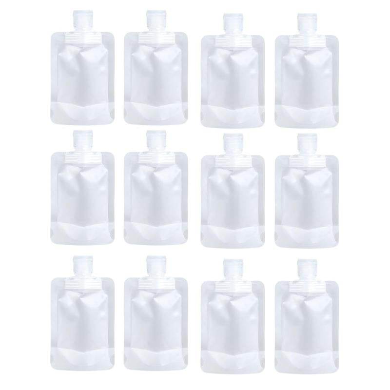 12 Counts Reusable Plastic Pouches, Squeeze Bulk Pouches, Clear Juice Drink Bags for Adults Travel Beverage - My Chroma Cart
