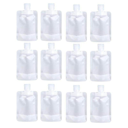 12 Counts Reusable Plastic Pouches, Squeeze Bulk Pouches, Clear Juice Drink Bags for Adults Travel Beverage - My Chroma Cart