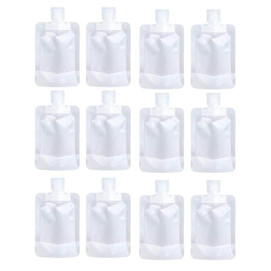 12 Counts Reusable Plastic Pouches, Squeeze Bulk Pouches, Clear Juice Drink Bags for Adults Travel Beverage - My Chroma Cart